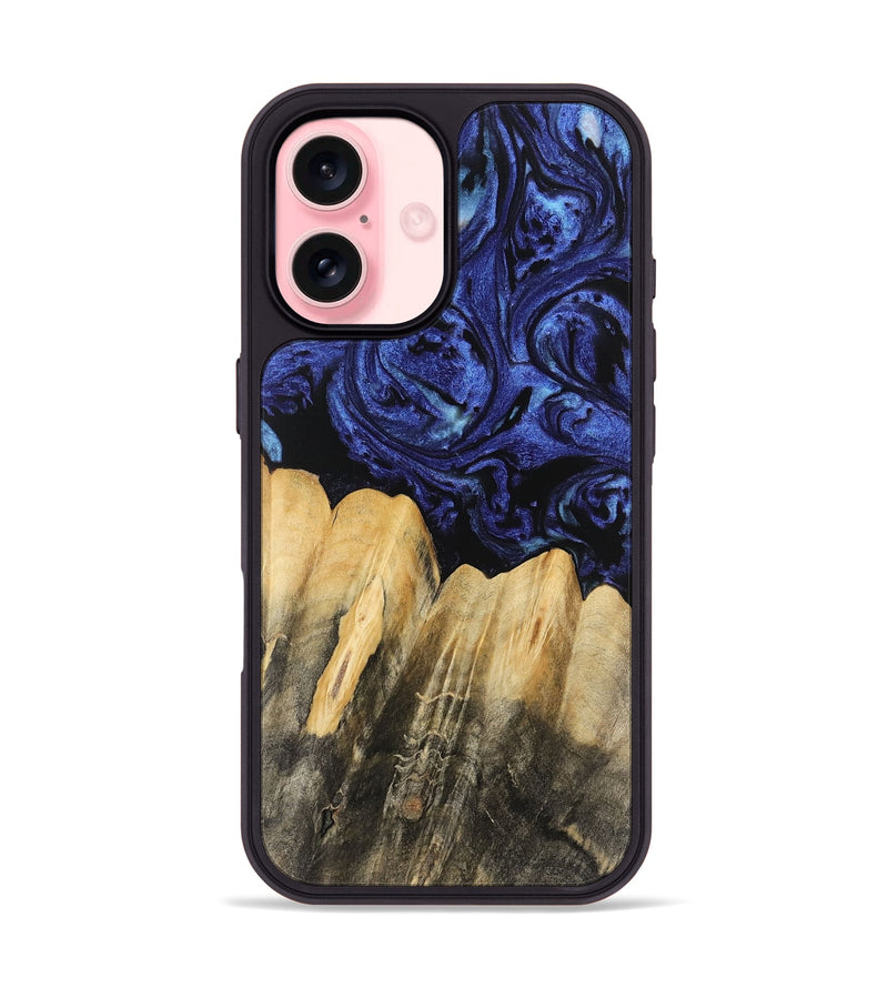 iPhone 16 Wood Phone Case - Elenor (Blue, 741469)