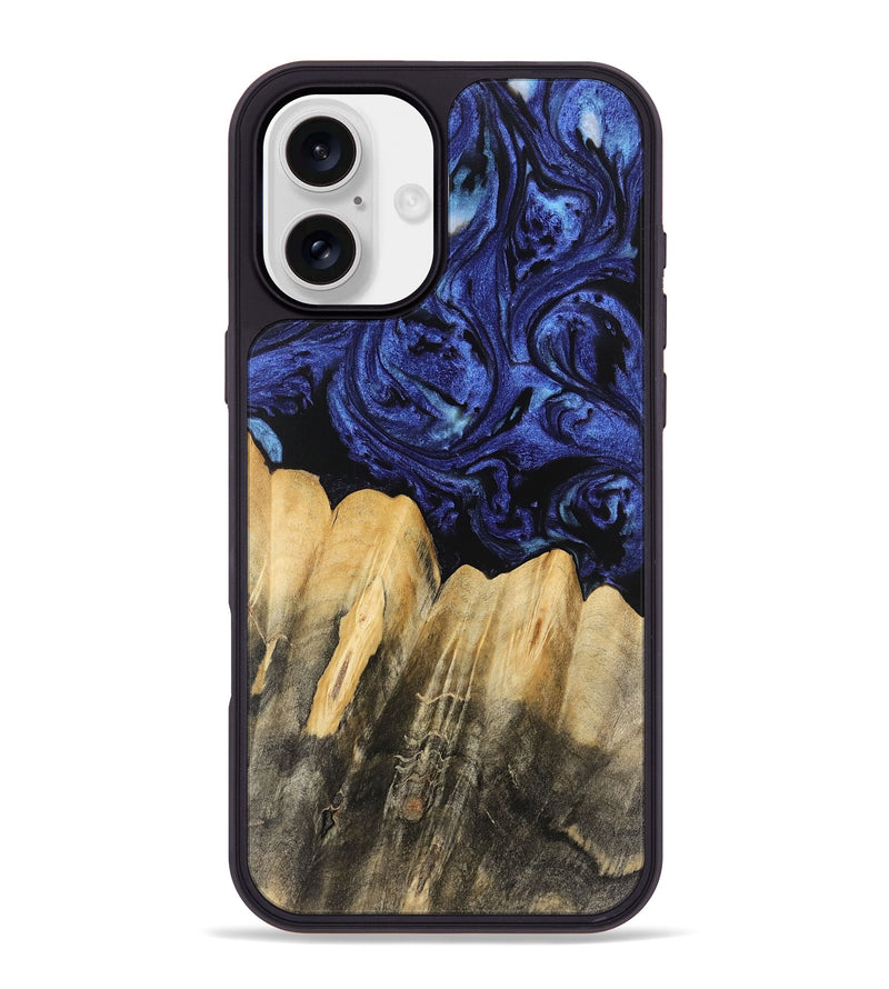 iPhone 16 Plus Wood Phone Case - Elenor (Blue, 741469)