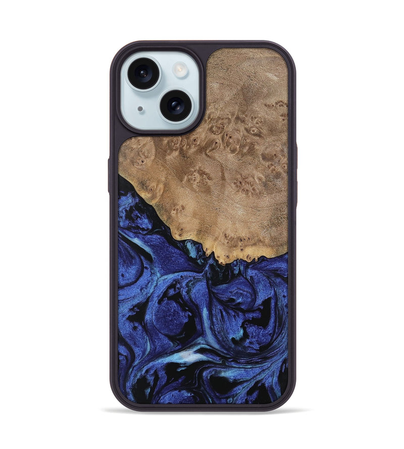 iPhone 15 Wood Phone Case - Yumi (Blue, 741474)