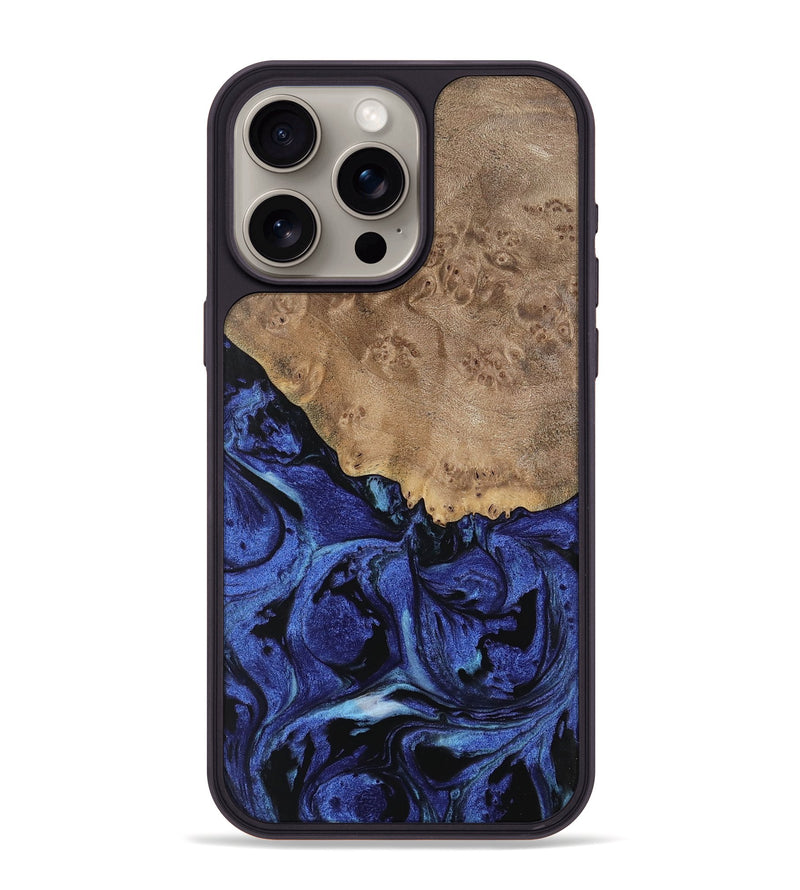 iPhone 15 Pro Max Wood Phone Case - Yumi (Blue, 741474)