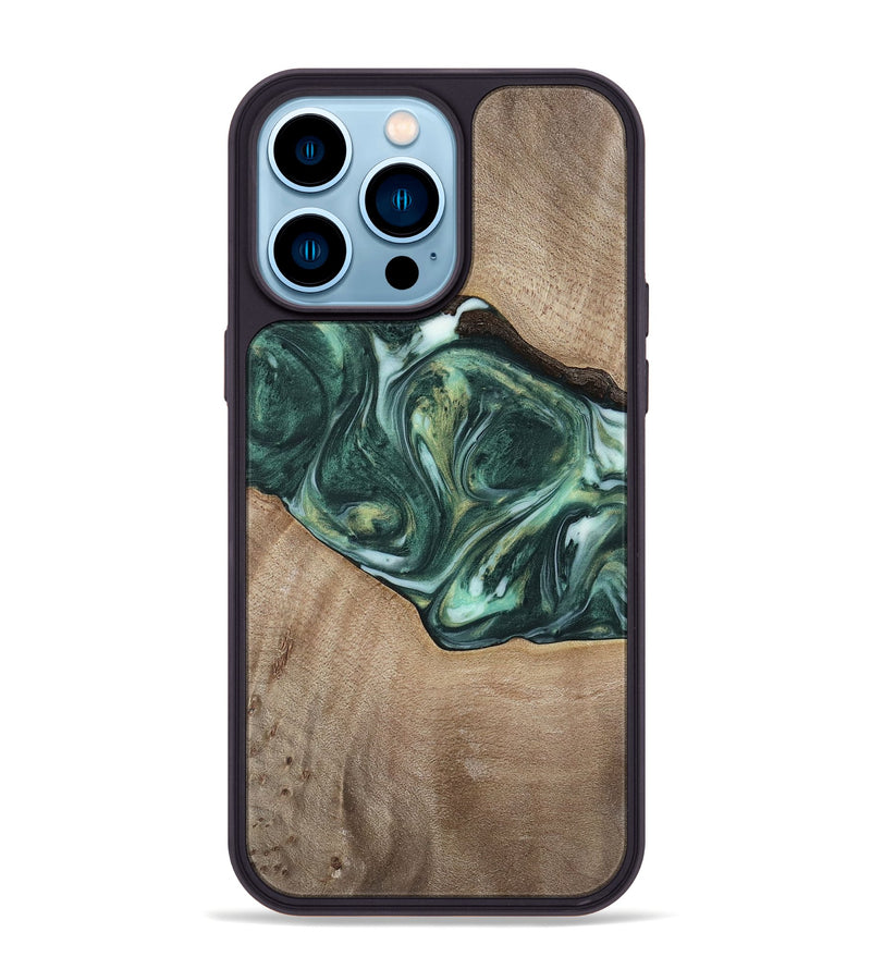 iPhone 14 Pro Max Wood Phone Case - Dorian (Green, 741482)