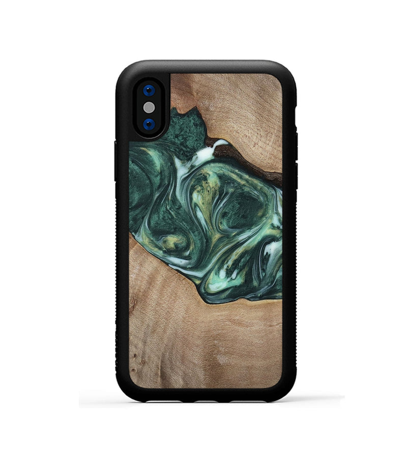 iPhone Xs Wood Phone Case - Dorian (Green, 741482)