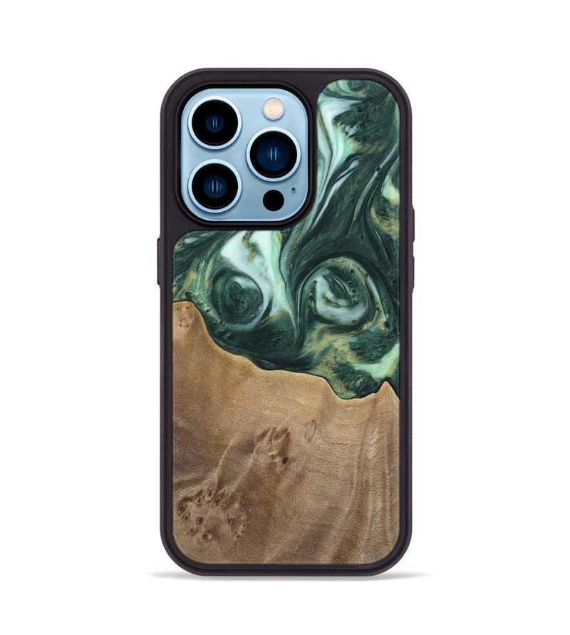 iPhone 14 Pro Wood Phone Case - Elta (Green, 741483)