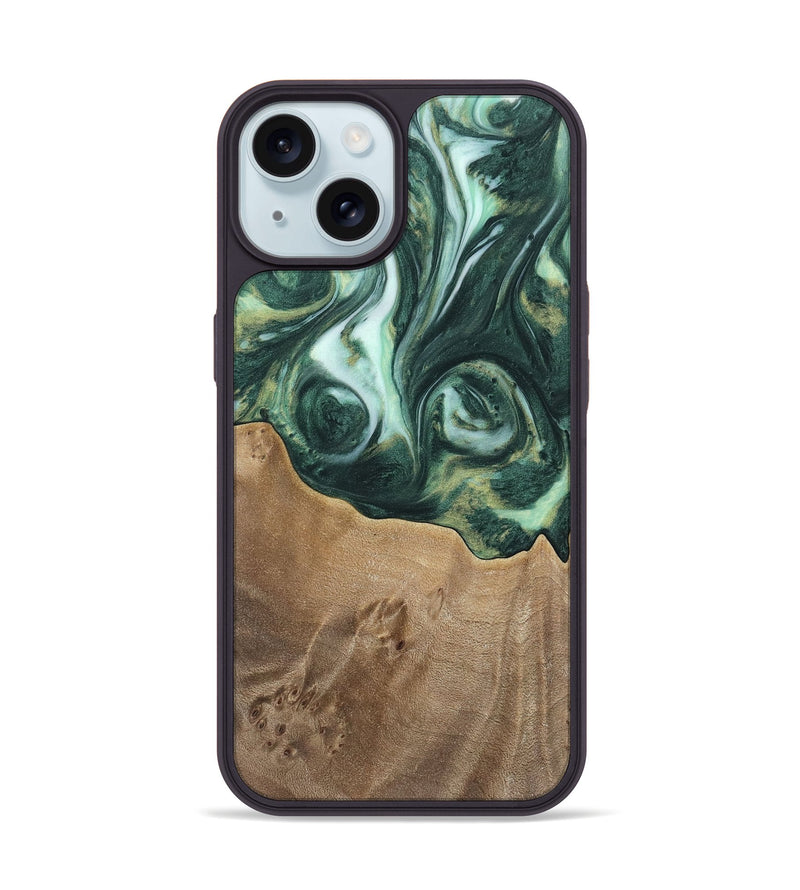 iPhone 15 Wood Phone Case - Elta (Green, 741483)