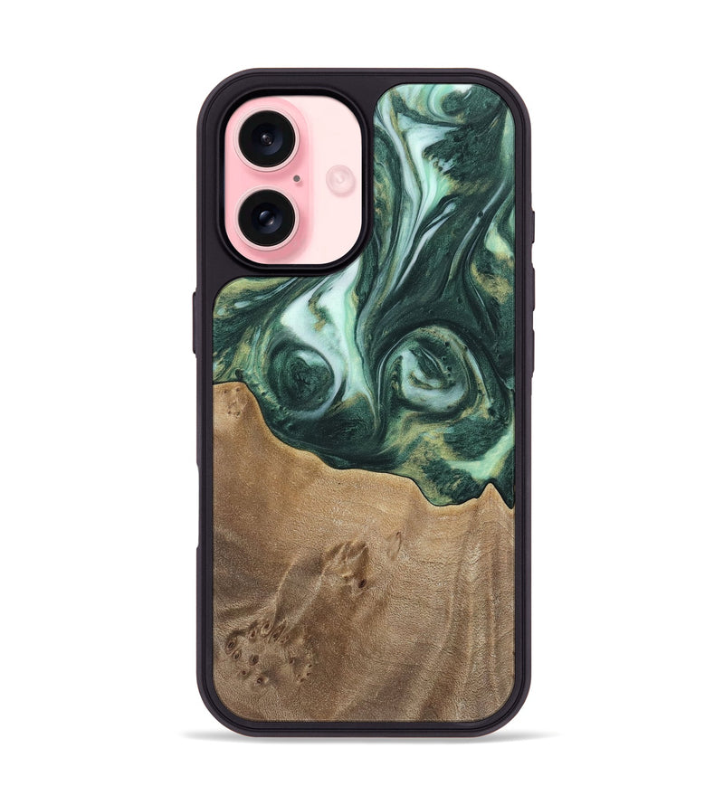 iPhone 16 Wood Phone Case - Elta (Green, 741483)