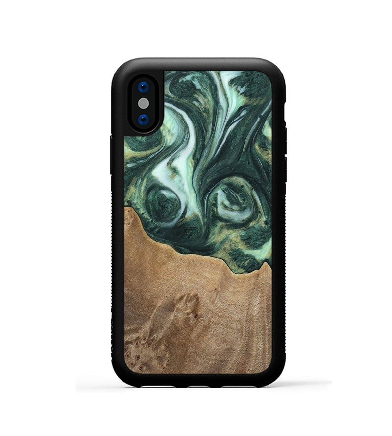 iPhone Xs Wood Phone Case - Elta (Green, 741483)