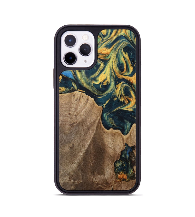 iPhone 11 Pro Wood Phone Case - Sonya (Teal & Gold, 741484)