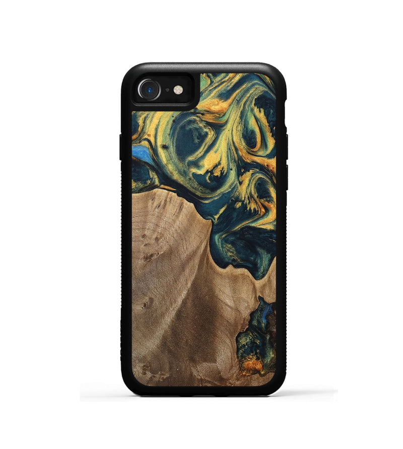 iPhone SE Wood Phone Case - Sonya (Teal & Gold, 741484)