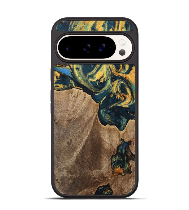 Pixel 9 Pro Wood Phone Case - Sonya (Teal & Gold, 741484)