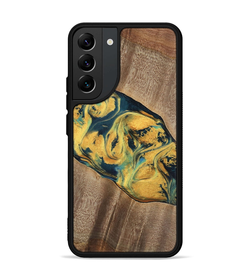 Galaxy S22 Plus Wood Phone Case - Elease (Teal & Gold, 741492)