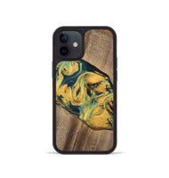 iPhone 12 mini Wood Phone Case - Elease (Teal & Gold, 741492)