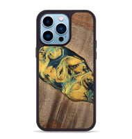 iPhone 14 Pro Max Wood Phone Case - Elease (Teal & Gold, 741492)