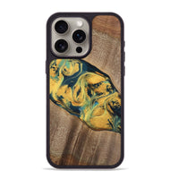 iPhone 15 Pro Max Wood Phone Case - Elease (Teal & Gold, 741492)