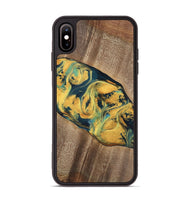 iPhone Xs Max Wood Phone Case - Elease (Teal & Gold, 741492)