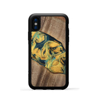 iPhone Xs Wood Phone Case - Elease (Teal & Gold, 741492)