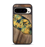 Pixel 9 Pro Wood Phone Case - Elease (Teal & Gold, 741492)