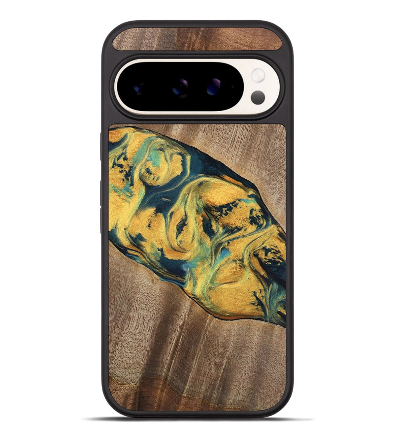 Pixel 9 Pro XL Wood Phone Case - Elease (Teal & Gold, 741492)