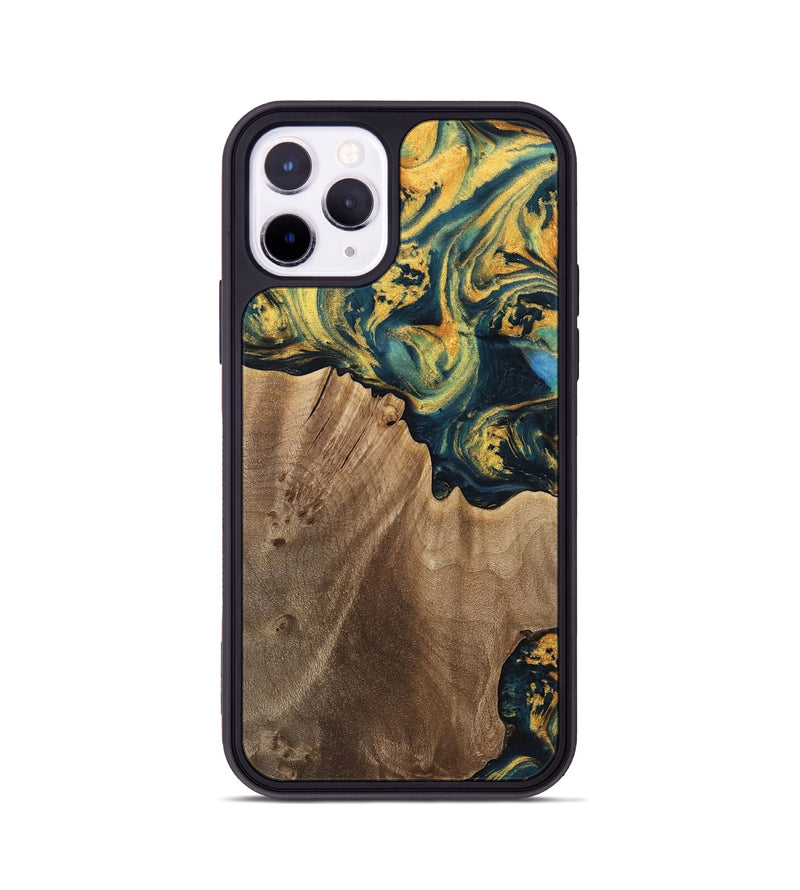 iPhone 11 Pro Wood Phone Case - Anders (Teal & Gold, 741493)