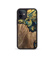 iPhone 12 mini Wood Phone Case - Anders (Teal & Gold, 741493)