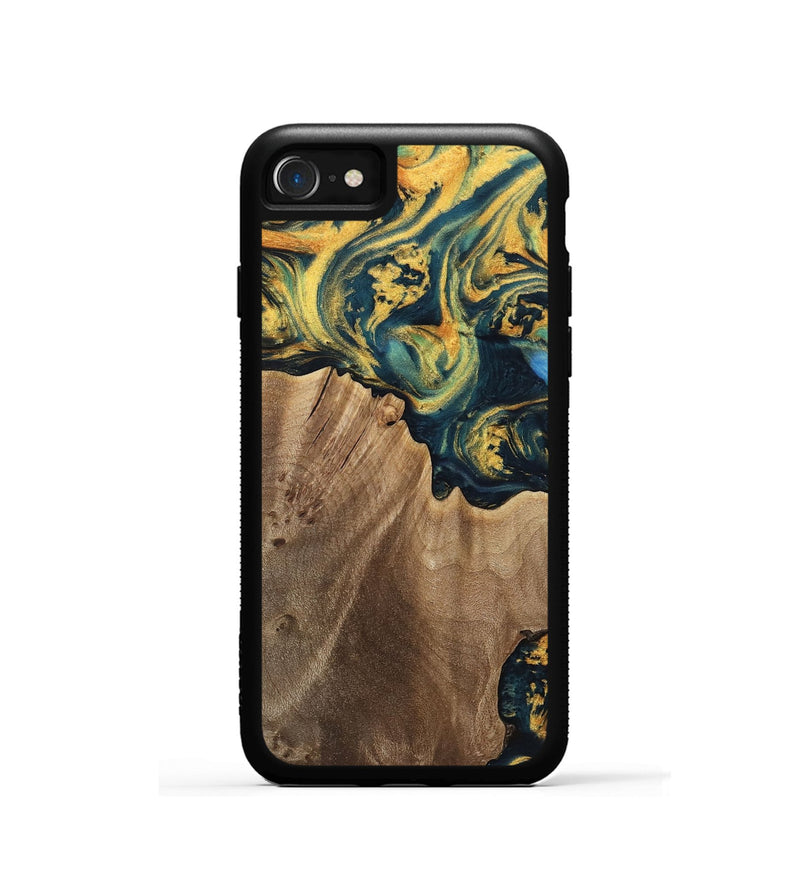 iPhone SE Wood Phone Case - Anders (Teal & Gold, 741493)