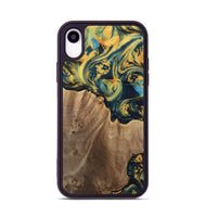 iPhone Xr Wood Phone Case - Anders (Teal & Gold, 741493)