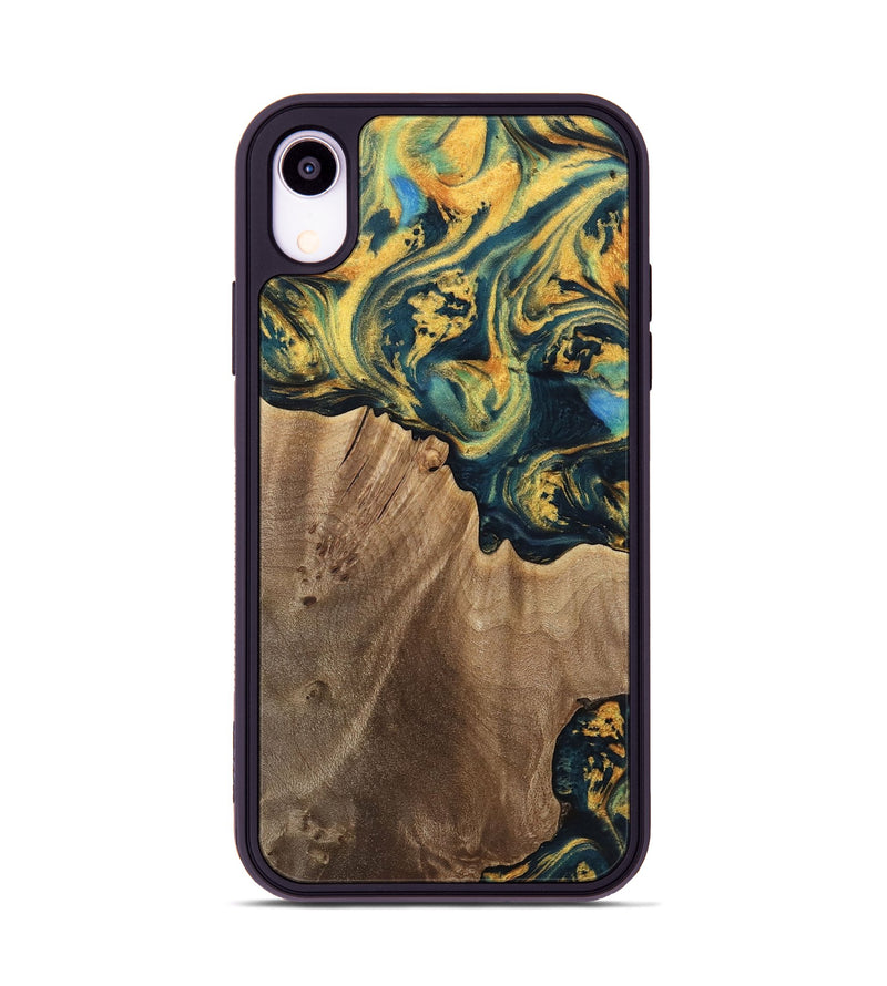 iPhone Xr Wood Phone Case - Anders (Teal & Gold, 741493)