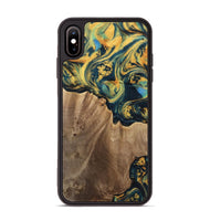 iPhone Xs Max Wood Phone Case - Anders (Teal & Gold, 741493)