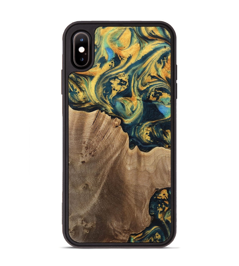 iPhone Xs Max Wood Phone Case - Anders (Teal & Gold, 741493)