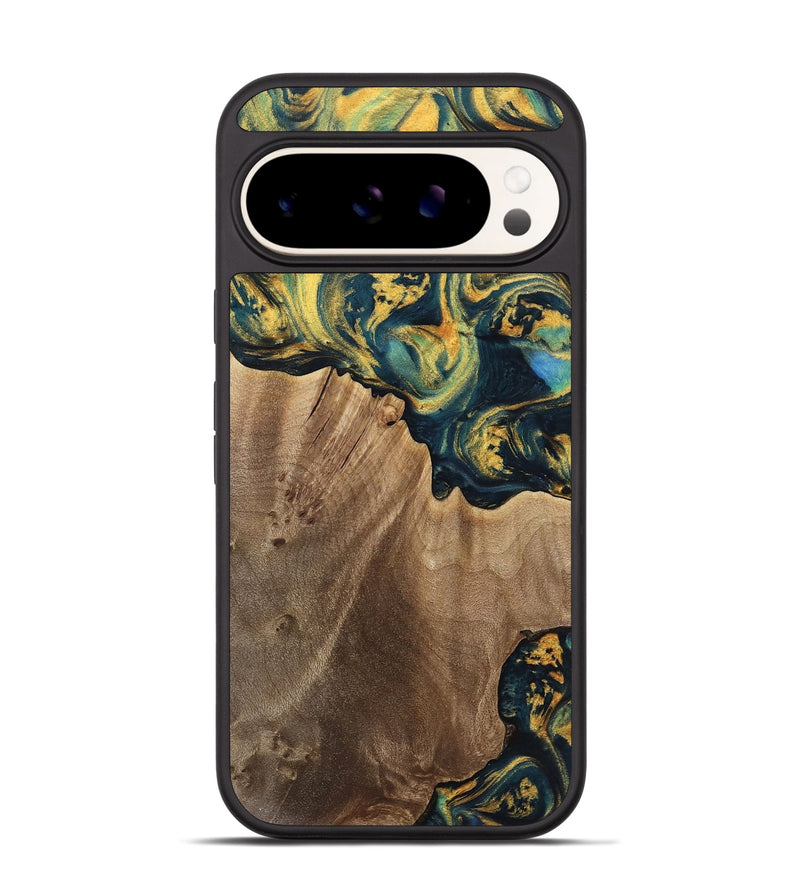 Pixel 9 Pro Wood Phone Case - Anders (Teal & Gold, 741493)