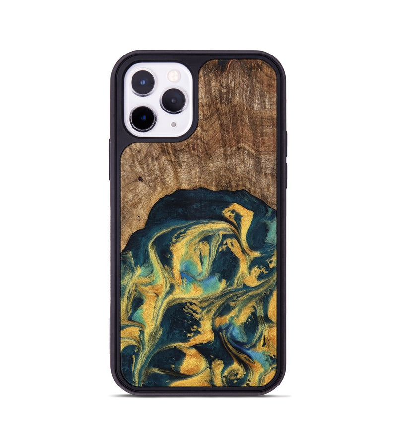 iPhone 11 Pro Wood Phone Case - Dulci (Teal & Gold, 741501)