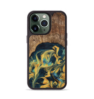 iPhone 13 Pro Wood Phone Case - Dulci (Teal & Gold, 741501)