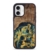 iPhone 16 Plus Wood Phone Case - Dulci (Teal & Gold, 741501)