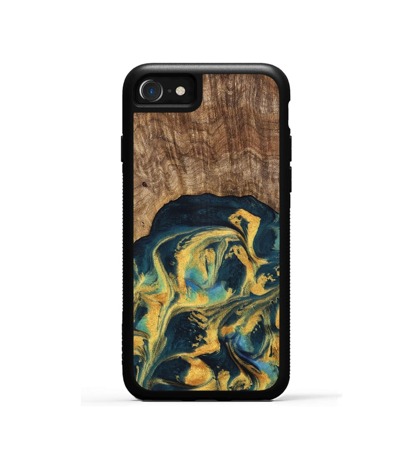 iPhone SE Wood Phone Case - Dulci (Teal & Gold, 741501)