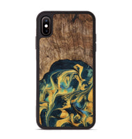 iPhone Xs Max Wood Phone Case - Dulci (Teal & Gold, 741501)