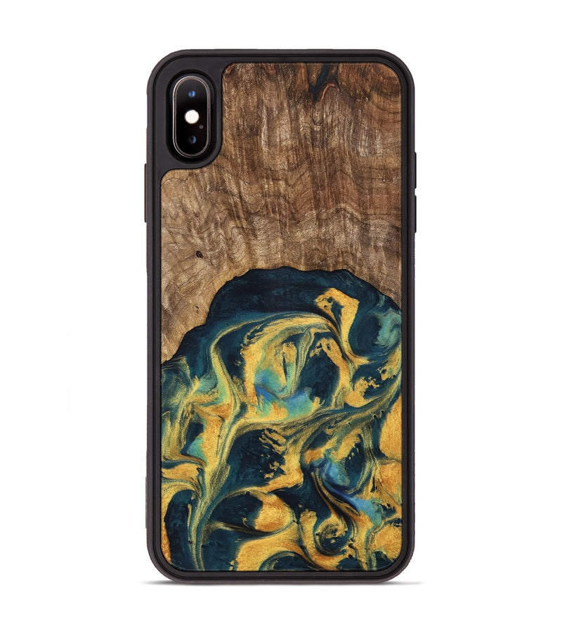 iPhone Xs Max Wood Phone Case - Dulci (Teal & Gold, 741501)