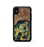 iPhone Xs Wood Phone Case - Dulci (Teal & Gold, 741501)