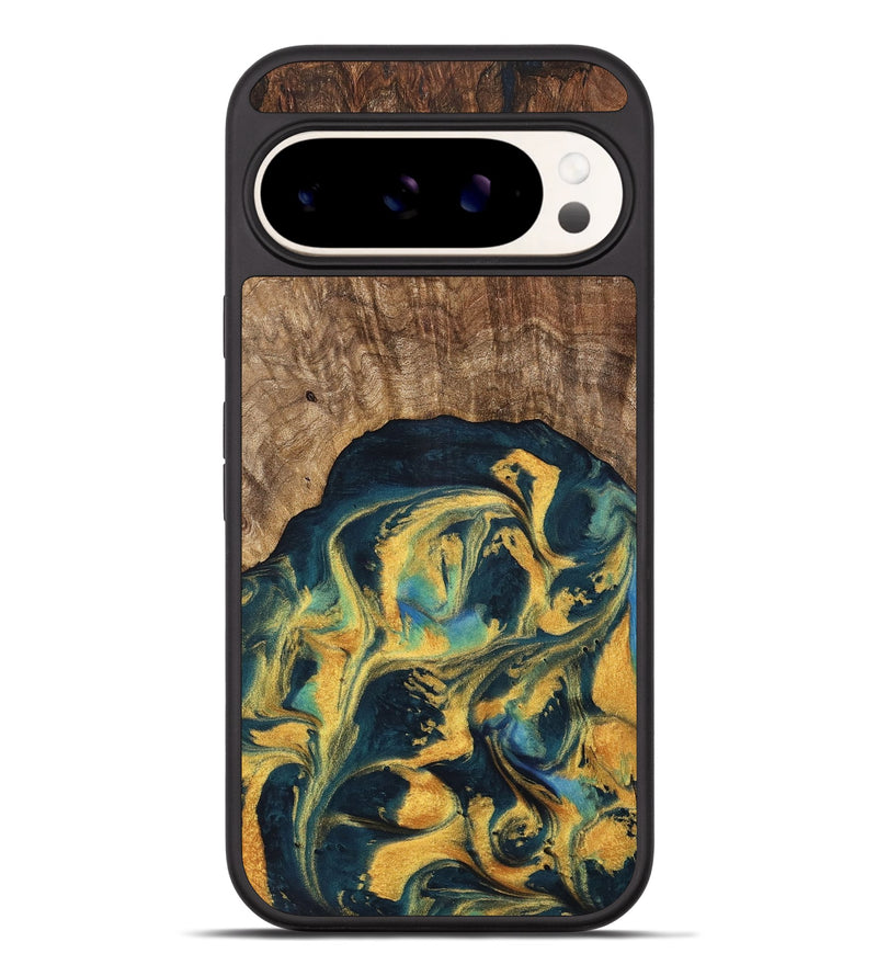 Pixel 9 Pro XL Wood Phone Case - Dulci (Teal & Gold, 741501)