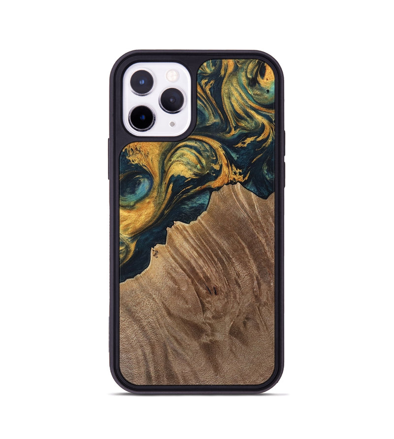 iPhone 11 Pro Wood Phone Case - Sylvain (Teal & Gold, 741502)