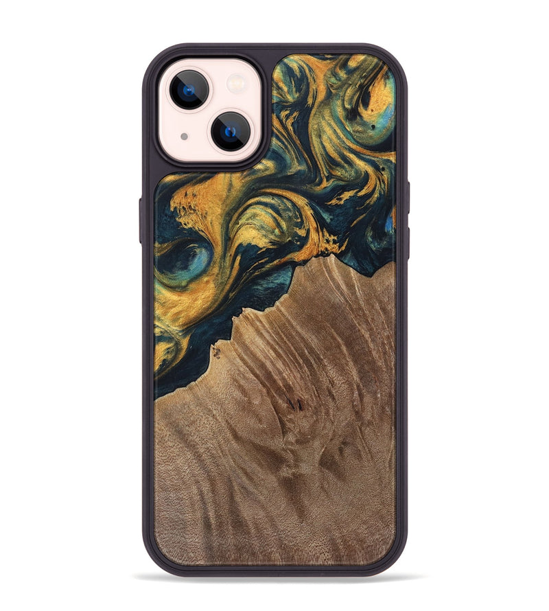 iPhone 14 Plus Wood Phone Case - Sylvain (Teal & Gold, 741502)