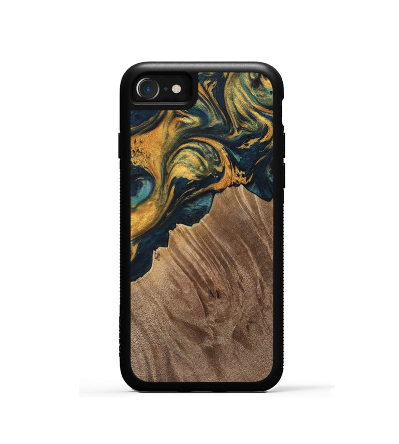 iPhone SE Wood Phone Case - Sylvain (Teal & Gold, 741502)