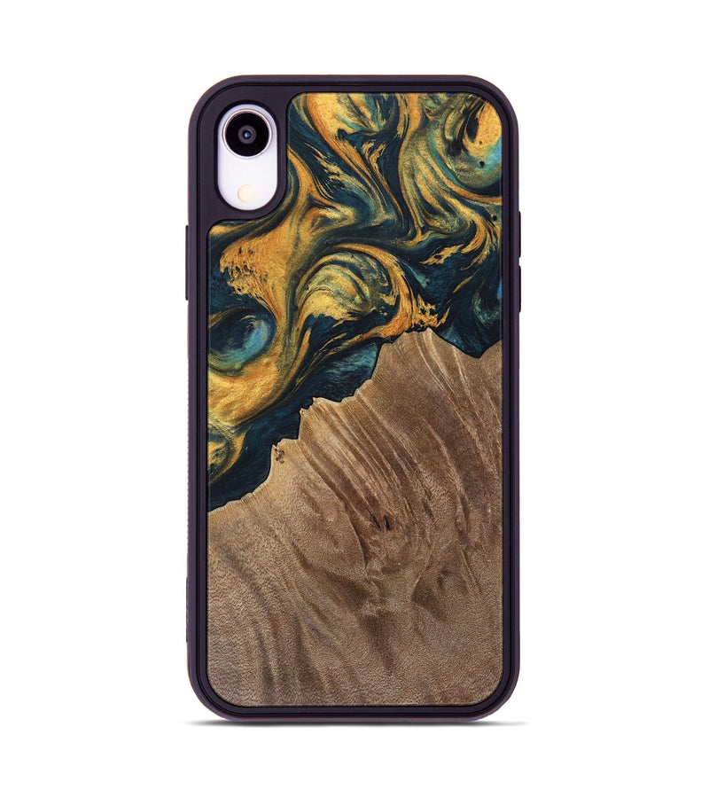 iPhone Xr Wood Phone Case - Sylvain (Teal & Gold, 741502)