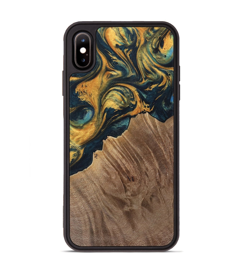 iPhone Xs Max Wood Phone Case - Sylvain (Teal & Gold, 741502)