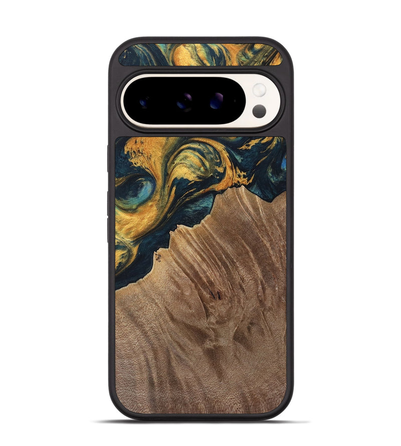 Pixel 9 Pro Wood Phone Case - Sylvain (Teal & Gold, 741502)