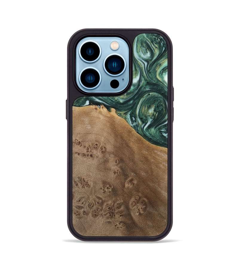 iPhone 14 Pro Wood Phone Case - Cathern (Green, 741514)