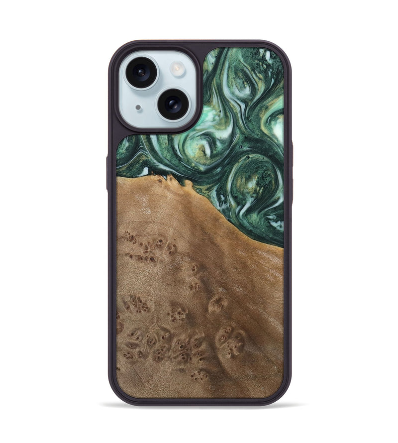 iPhone 15 Wood Phone Case - Cathern (Green, 741514)