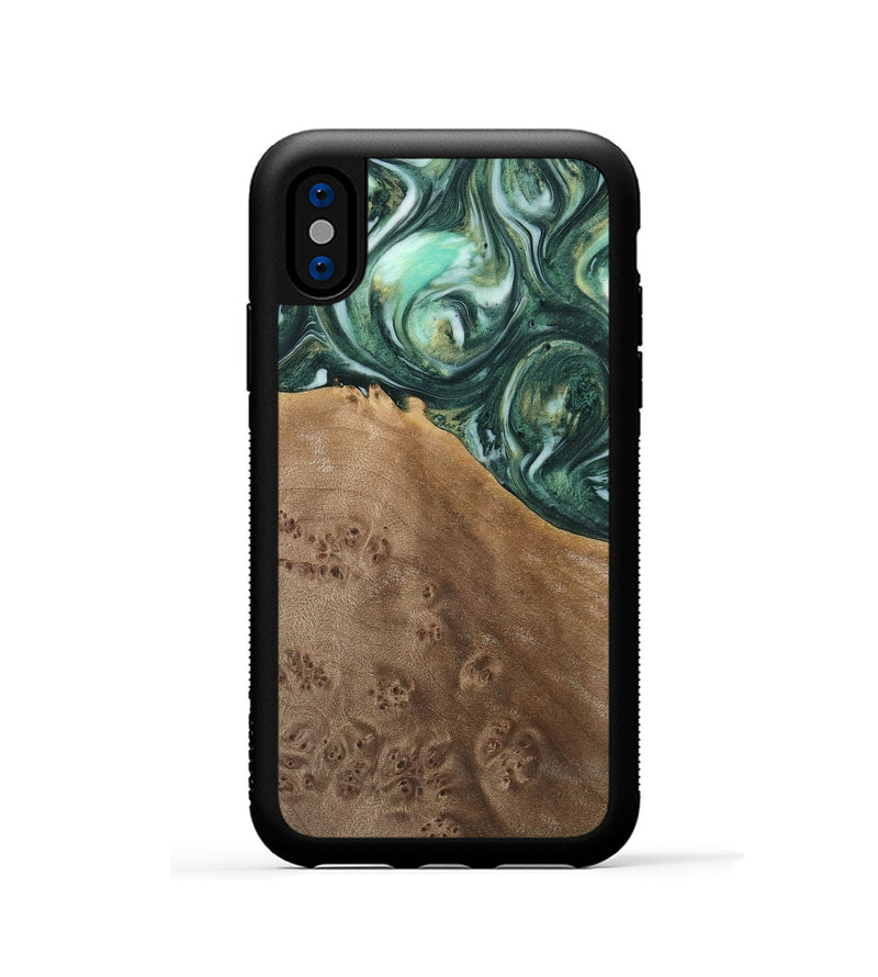 iPhone Xs Wood Phone Case - Cathern (Green, 741514)