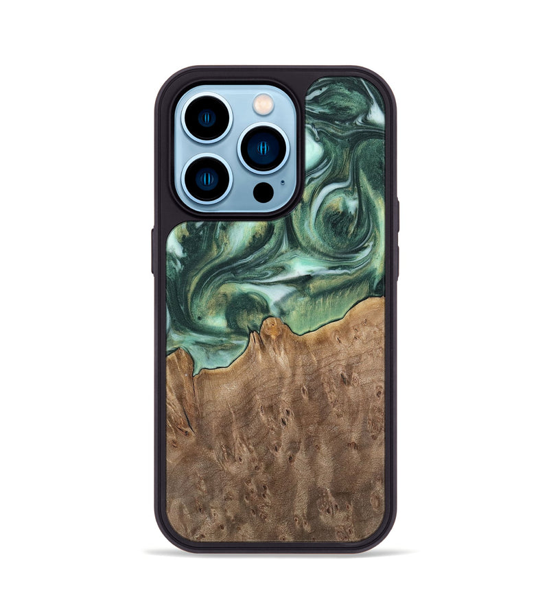 iPhone 14 Pro Wood Phone Case - Tina (Green, 741516)