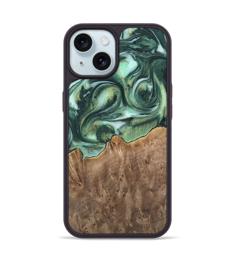 iPhone 15 Wood Phone Case - Tina (Green, 741516)