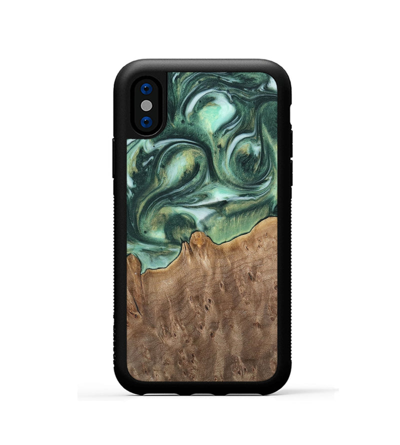 iPhone Xs Wood Phone Case - Tina (Green, 741516)