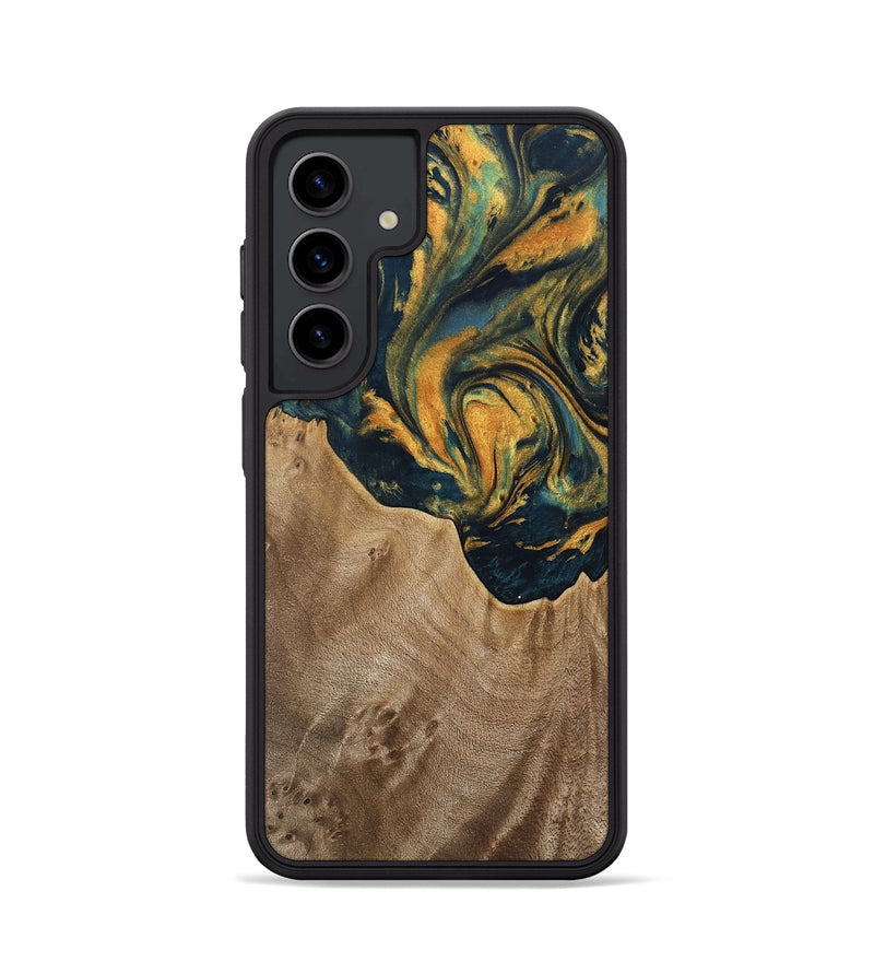 Galaxy S24 Wood Phone Case - Verene (Teal & Gold, 741517)